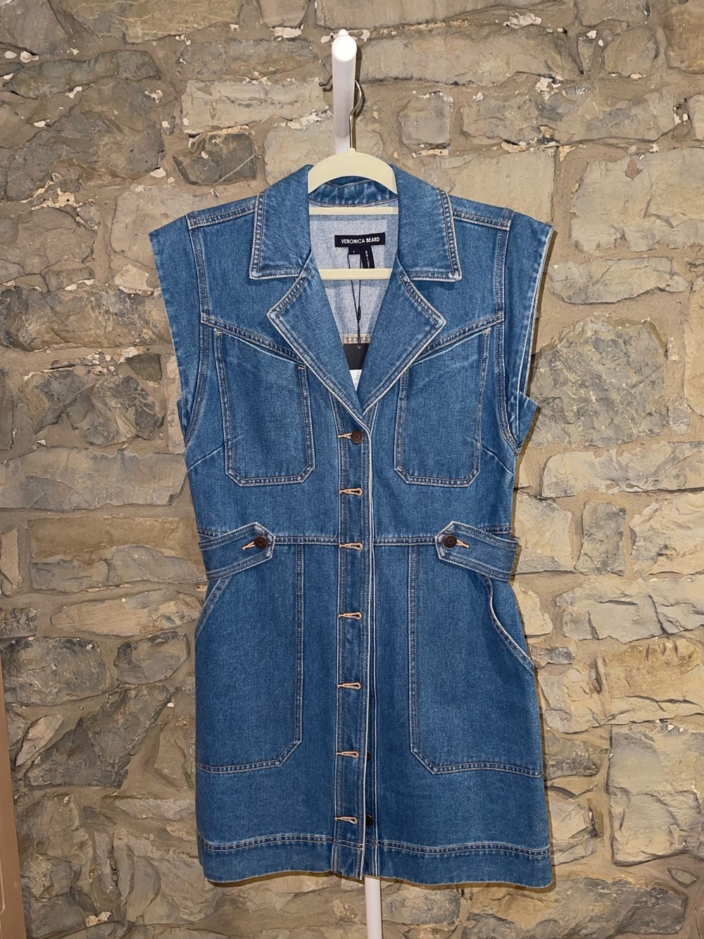 Veronica Beard Blue Sleeveless Denim Dress